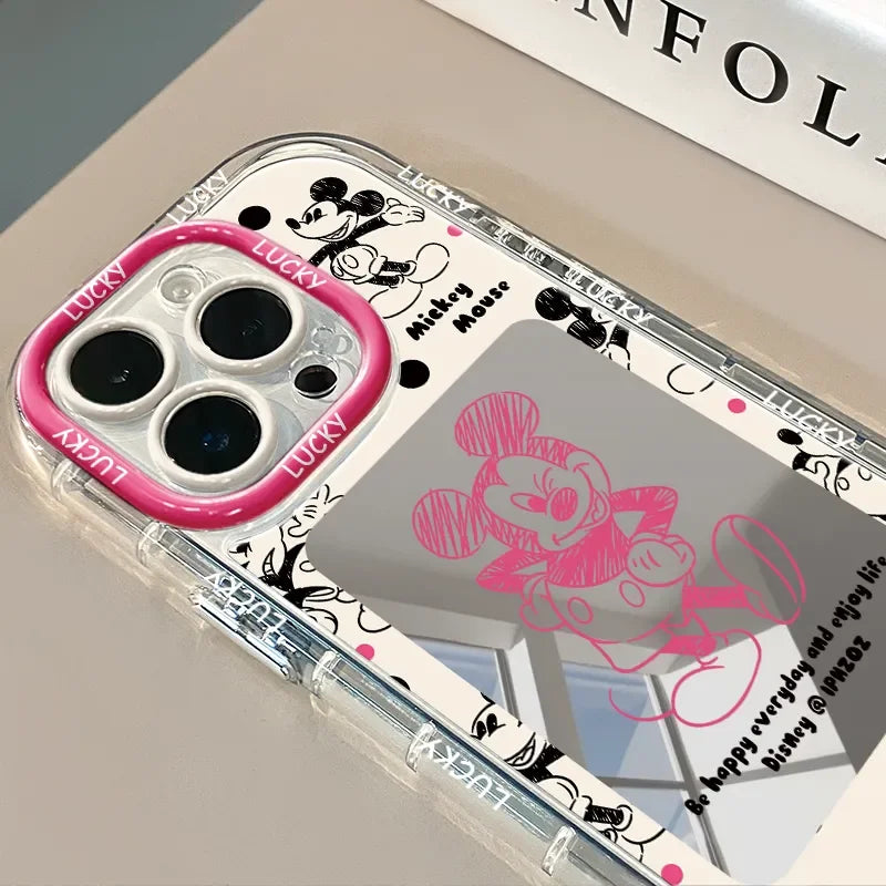 Mickey Minnie Mouse Mirror Lovely Cartoon Phone Case For iPhone 16 15 14 13 12 11 PRO MAX XS XSMAX XR 7 8 Plus Y2K Kawaii Cover