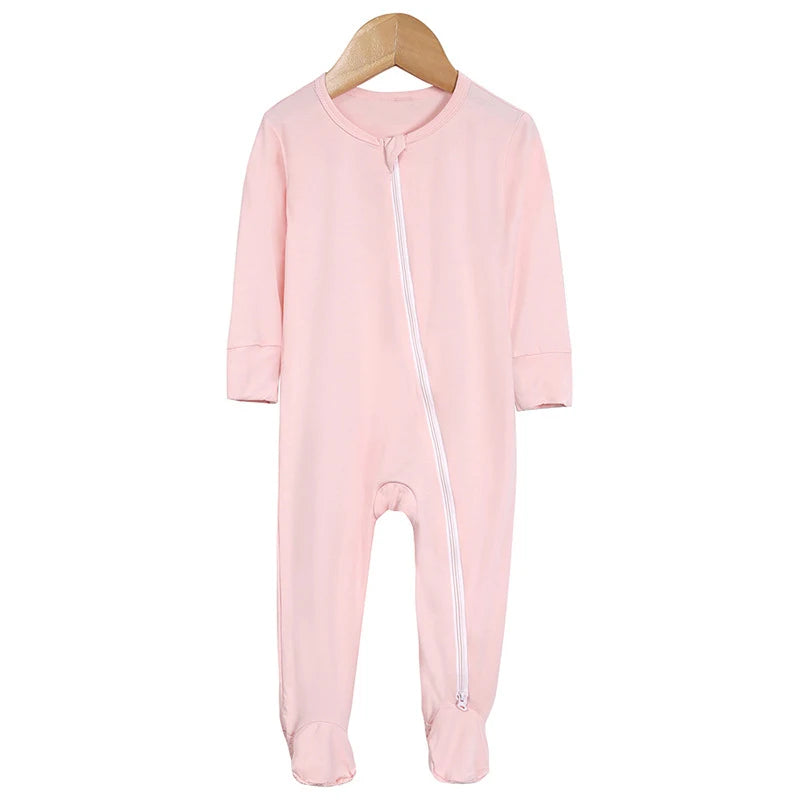 New Fashion Baby Rompers Bamboo Fiber Baby Boy Girl Clothes Long Sleeve Footed Newborn Baby Clothes Infant Bebe Jumpsuit Zipper