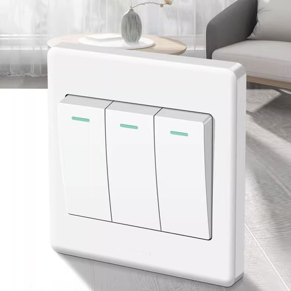 High Quality 1Way Button Wall Switches with Fluorescent Indicator Light Home Accessories 1/2/3/4 Gang Durable On/Off Push Button