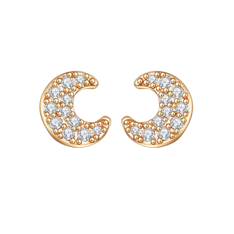 Korean Fashion Cubic Zirconia Yellow Silver Plated Stud Earring For Women Engagement Wedding Trendy Jewelry Gift Girls