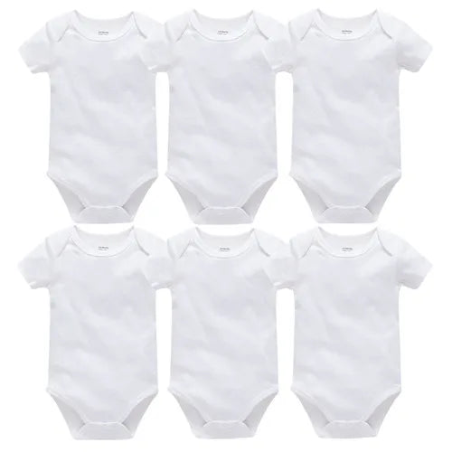 Kavkas 3PCS 5PCS Baby Boys Girls Clothes Solid White Short Sleeve Cotton Baby Bodysuits body bebe 0-24 months Newborn Jumpsuit