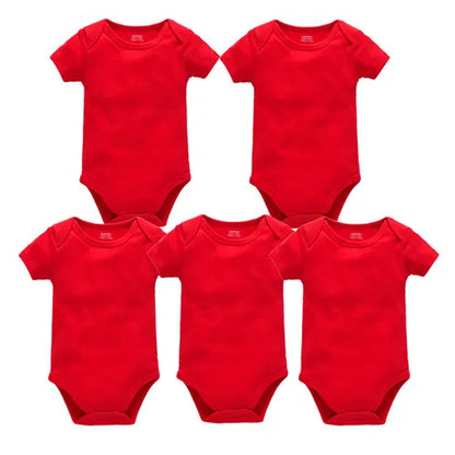 Kavkas 3PCS 5PCS Baby Boys Girls Clothes Solid White Short Sleeve Cotton Baby Bodysuits body bebe 0-24 months Newborn Jumpsuit