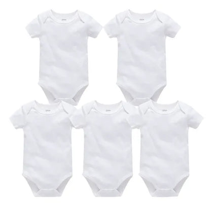 Kavkas 3PCS 5PCS Baby Boys Girls Clothes Solid White Short Sleeve Cotton Baby Bodysuits body bebe 0-24 months Newborn Jumpsuit