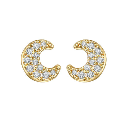 Korean Fashion Cubic Zirconia Yellow Silver Plated Stud Earring For Women Engagement Wedding Trendy Jewelry Gift Girls