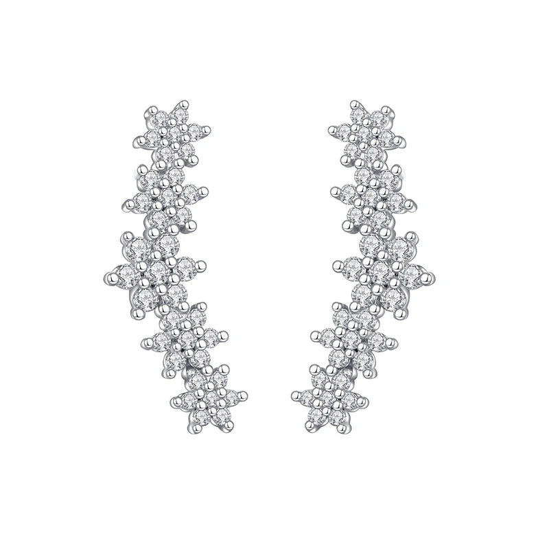 Korean Fashion Cubic Zirconia Yellow Silver Plated Stud Earring For Women Engagement Wedding Trendy Jewelry Gift Girls