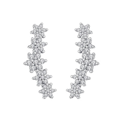 Korean Fashion Cubic Zirconia Yellow Silver Plated Stud Earring For Women Engagement Wedding Trendy Jewelry Gift Girls