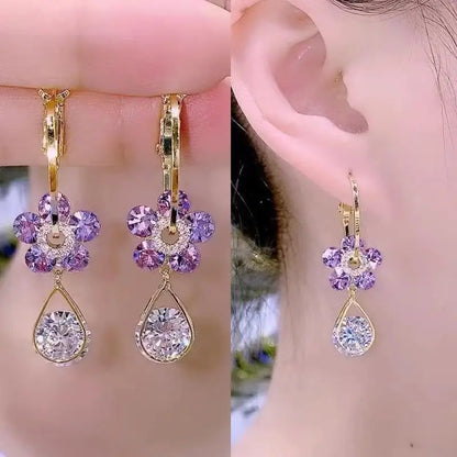 925 Silver Needle Korean Fashion Bow Crystal Drop Earrings For Women Jewelry 2025 Trending New Luxury Zircon Butterfly Earrings