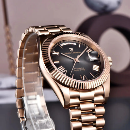 PAGANI DESIGN 2025 New Luxury Rose Gold DD40 Automatic Watch For Men NH36A Mechanical Wristwatch Men Stainless steel Waterproof