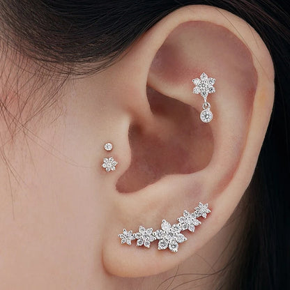 Korean Fashion Cubic Zirconia Yellow Silver Plated Stud Earring For Women Engagement Wedding Trendy Jewelry Gift Girls