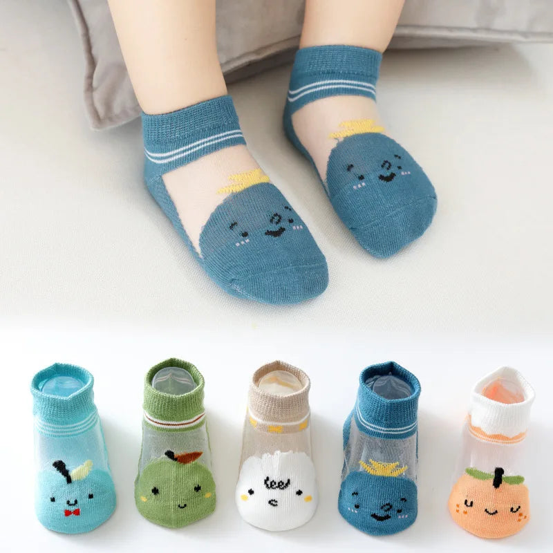 5 Pairs/lot Children Ultrathin Mesh Socks Baby Boys Girls Summer Cute Cotton Breathable Thin Soft Boat Socks Kids Socks 0-6 year