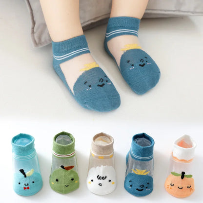 5 Pairs/lot Children Ultrathin Mesh Socks Baby Boys Girls Summer Cute Cotton Breathable Thin Soft Boat Socks Kids Socks 0-6 year
