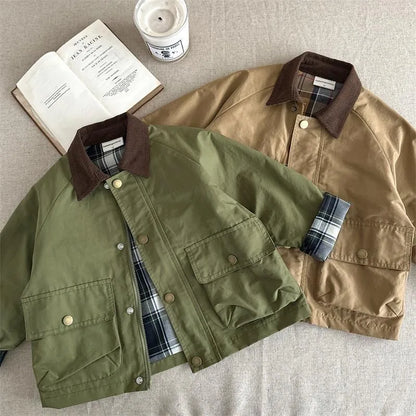 Fashion Baby Girl Boy Cargo Trench Jacket Infant Toddler Child Patchwork Coat Spring Autumn Child Dust Coat Baby Clothes 1-10Y