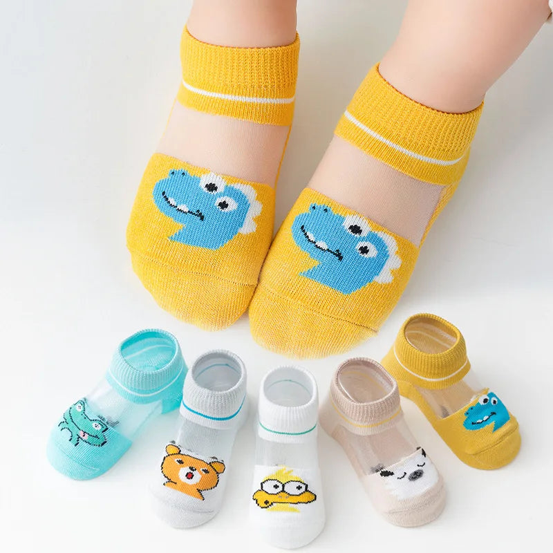 5 Pairs/lot Children Ultrathin Mesh Socks Baby Boys Girls Summer Cute Cotton Breathable Thin Soft Boat Socks Kids Socks 0-6 year