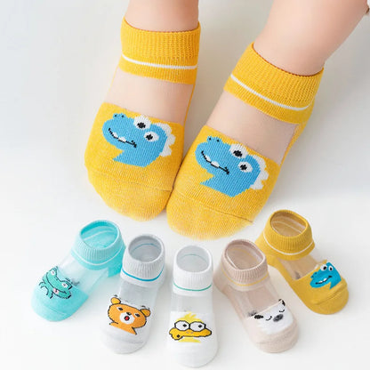 5 Pairs/lot Children Ultrathin Mesh Socks Baby Boys Girls Summer Cute Cotton Breathable Thin Soft Boat Socks Kids Socks 0-6 year