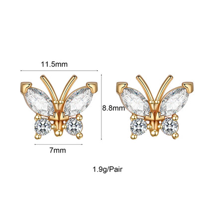 Korean Fashion Cubic Zirconia Yellow Silver Plated Stud Earring For Women Engagement Wedding Trendy Jewelry Gift Girls
