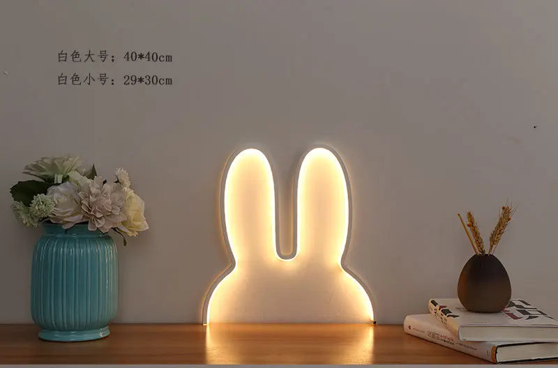 Rabbit Night Lights USB Powered LED Lamp Cute Animal LED Night Lamp Kids Baby Beside Table Lamp Bedroom Nightlight Holiday Gifts