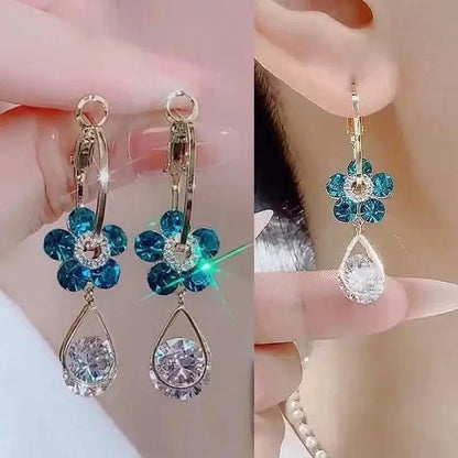 925 Silver Needle Korean Fashion Bow Crystal Drop Earrings For Women Jewelry 2025 Trending New Luxury Zircon Butterfly Earrings