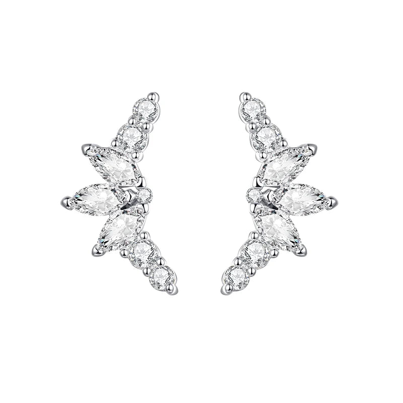 Korean Fashion Cubic Zirconia Yellow Silver Plated Stud Earring For Women Engagement Wedding Trendy Jewelry Gift Girls