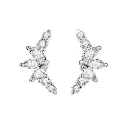 Korean Fashion Cubic Zirconia Yellow Silver Plated Stud Earring For Women Engagement Wedding Trendy Jewelry Gift Girls