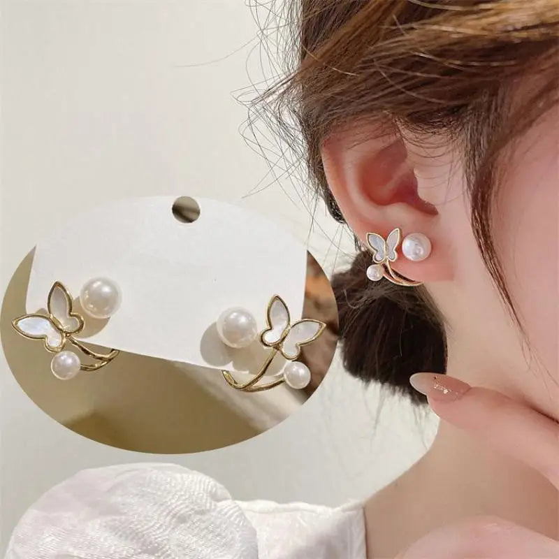 925 Silver Needle Korean Fashion Bow Crystal Drop Earrings For Women Jewelry 2025 Trending New Luxury Zircon Butterfly Earrings
