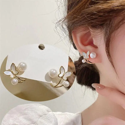 925 Silver Needle Korean Fashion Bow Crystal Drop Earrings For Women Jewelry 2025 Trending New Luxury Zircon Butterfly Earrings