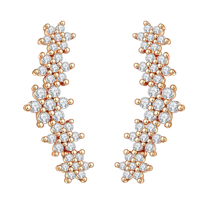 Korean Fashion Cubic Zirconia Yellow Silver Plated Stud Earring For Women Engagement Wedding Trendy Jewelry Gift Girls