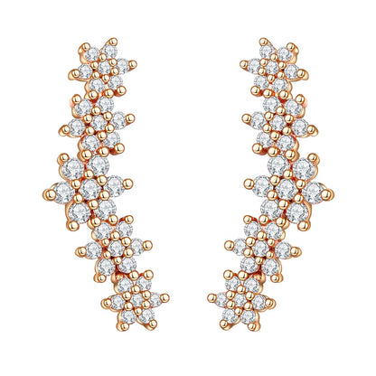 Korean Fashion Cubic Zirconia Yellow Silver Plated Stud Earring For Women Engagement Wedding Trendy Jewelry Gift Girls