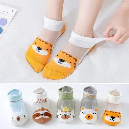 5 Pairs/lot Children Ultrathin Mesh Socks Baby Boys Girls Summer Cute Cotton Breathable Thin Soft Boat Socks Kids Socks 0-6 year