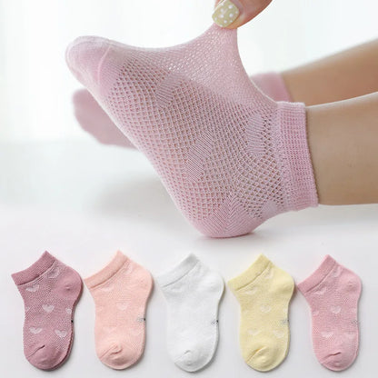 5 Pairs/lot Children Ultrathin Mesh Socks Baby Boys Girls Summer Cute Cotton Breathable Thin Soft Boat Socks Kids Socks 0-6 year
