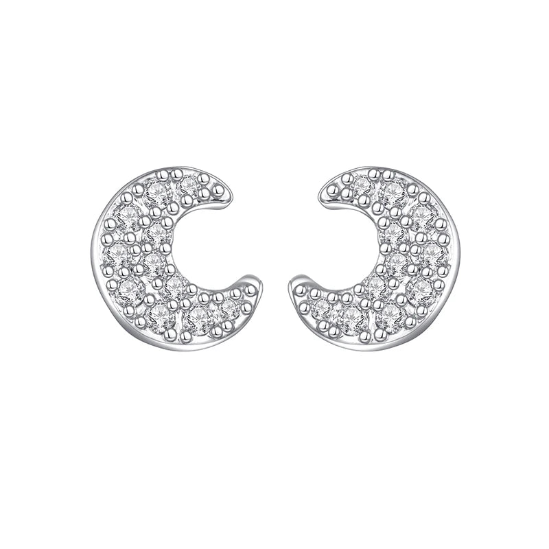 Korean Fashion Cubic Zirconia Yellow Silver Plated Stud Earring For Women Engagement Wedding Trendy Jewelry Gift Girls