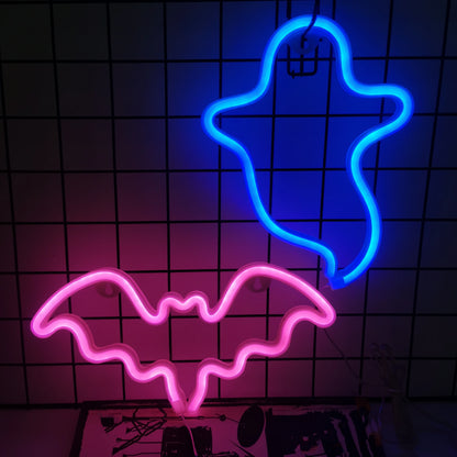 Halloween Bat Spirit LED Neon Wall Decor for Party Gift - Terrifying Atmosphere - USB or Battery Powered