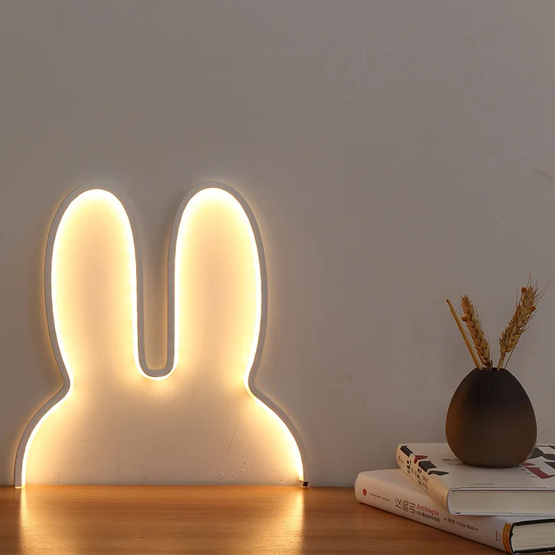 Rabbit Night Lights USB Powered LED Lamp Cute Animal LED Night Lamp Kids Baby Beside Table Lamp Bedroom Nightlight Holiday Gifts