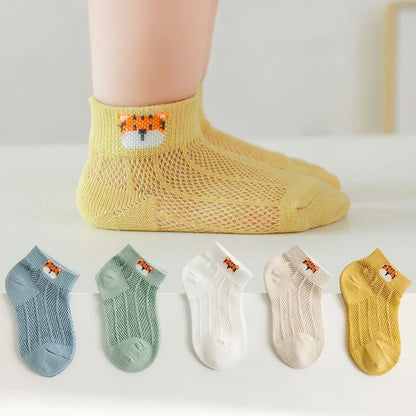 5 Pairs/lot Children Ultrathin Mesh Socks Baby Boys Girls Summer Cute Cotton Breathable Thin Soft Boat Socks Kids Socks 0-6 year