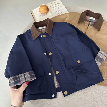Fashion Baby Girl Boy Cargo Trench Jacket Infant Toddler Child Patchwork Coat Spring Autumn Child Dust Coat Baby Clothes 1-10Y