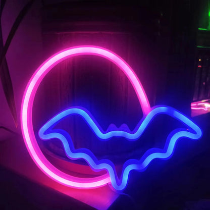 Halloween Bat Spirit LED Neon Wall Decor for Party Gift - Terrifying Atmosphere - USB or Battery Powered