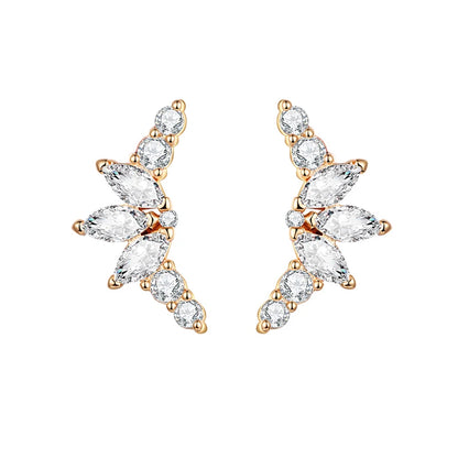 Korean Fashion Cubic Zirconia Yellow Silver Plated Stud Earring For Women Engagement Wedding Trendy Jewelry Gift Girls