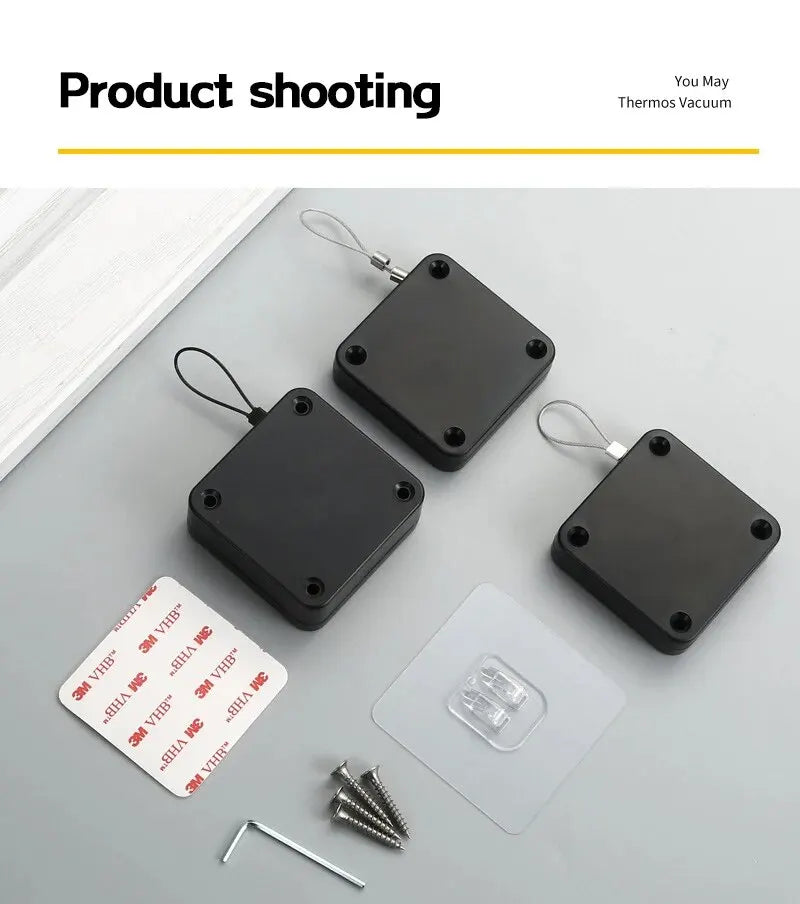 Automatic Drawstring Door Closer, Sliding Door, Office, Bathroom, Bedroom, Household, Simple Silent and Non Punching Door Closer