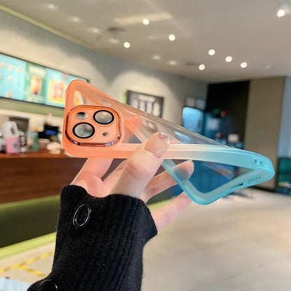 Gradient Color Phone Cases For IPhone 16 15 14 Pro Max 13 12 11 16 Plus Comes with Lens Film Back Covers  phone case