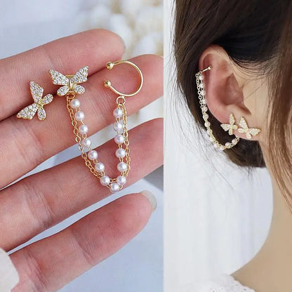 925 Silver Needle Korean Fashion Bow Crystal Drop Earrings For Women Jewelry 2025 Trending New Luxury Zircon Butterfly Earrings