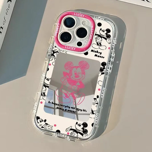 Mickey Minnie Mouse Mirror Lovely Cartoon Phone Case For iPhone 16 15 14 13 12 11 PRO MAX XS XSMAX XR 7 8 Plus Y2K Kawaii Cover