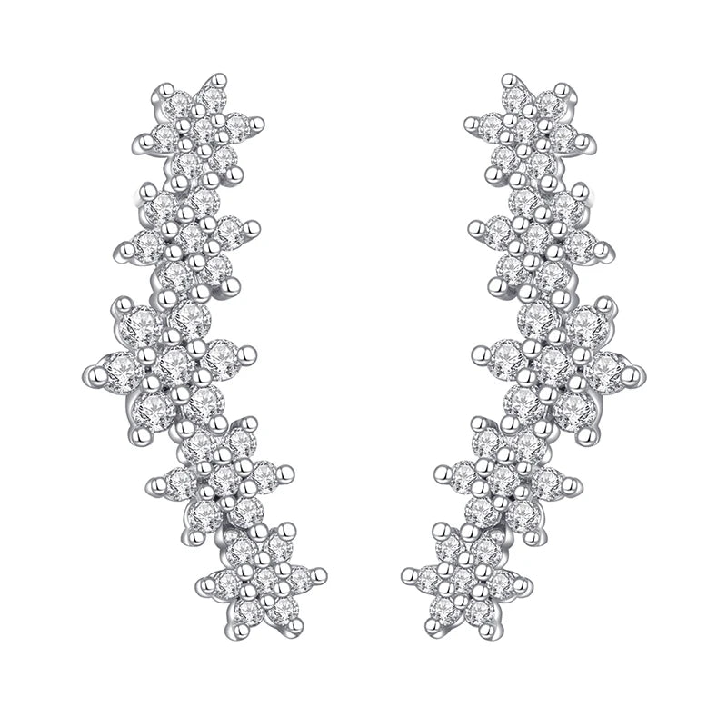 Korean Fashion Cubic Zirconia Yellow Silver Plated Stud Earring For Women Engagement Wedding Trendy Jewelry Gift Girls