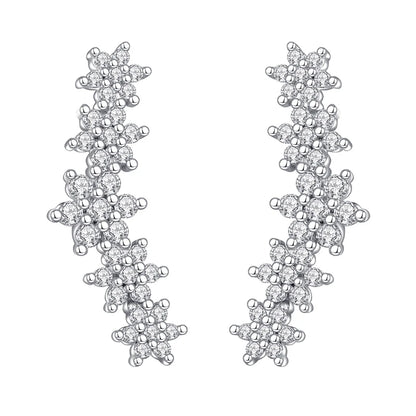 Korean Fashion Cubic Zirconia Yellow Silver Plated Stud Earring For Women Engagement Wedding Trendy Jewelry Gift Girls