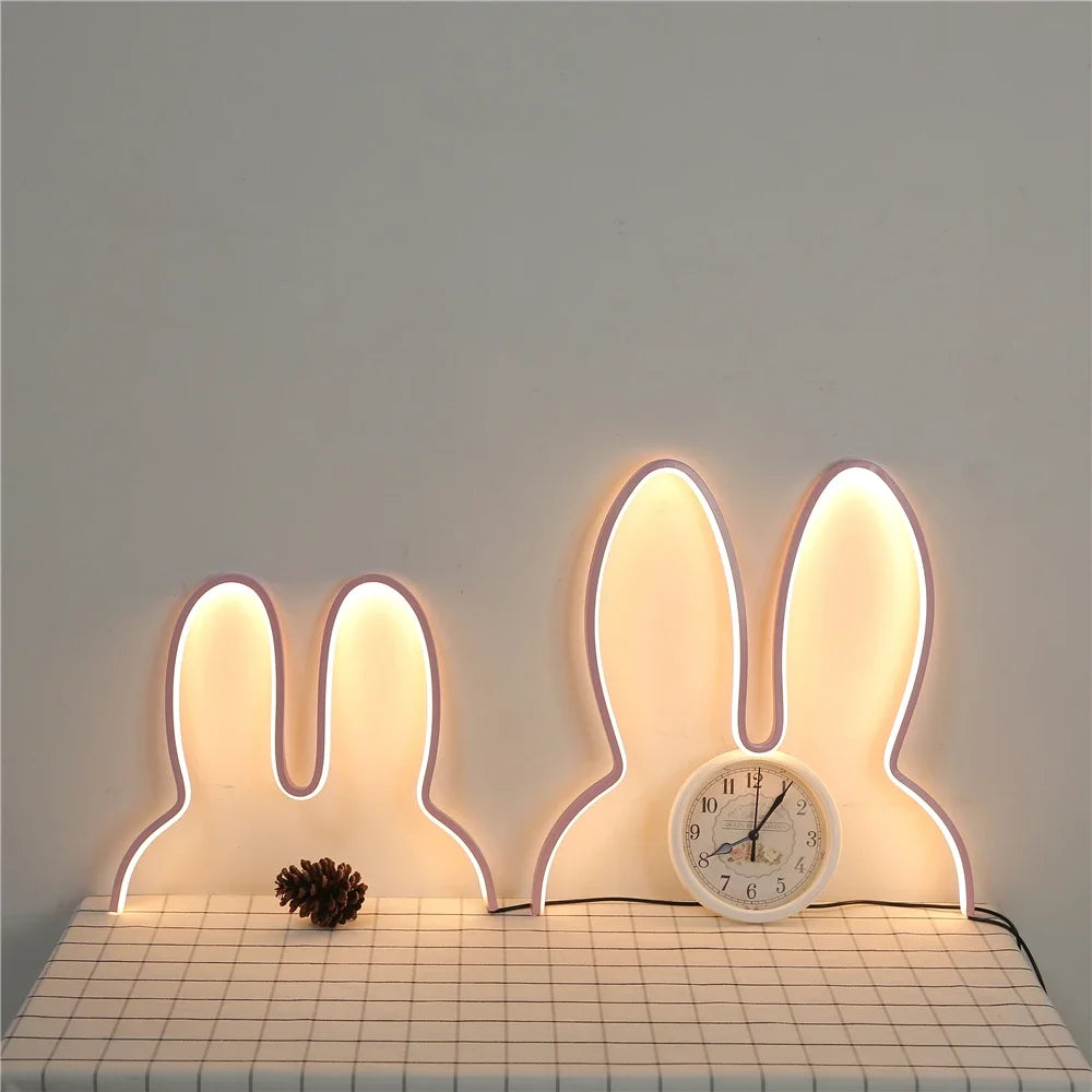 Rabbit Night Lights USB Powered LED Lamp Cute Animal LED Night Lamp Kids Baby Beside Table Lamp Bedroom Nightlight Holiday Gifts