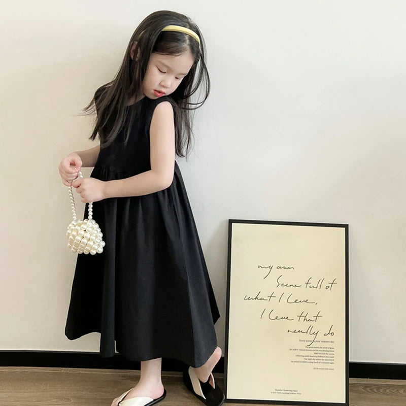 Girls' Sweet Princess Dress Sleeveless Patchwork And Ruffled Design Girl Baby Sleeveless Fluffy Dress