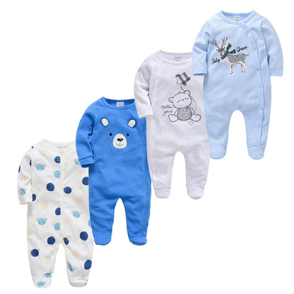 3/4 Pcs Kavkas Boy Romper 100% Cotton Polka Dot O-neck Newborn Baby Girls Clothes Full Sleeve Summer Jumpsuit 0-12 months