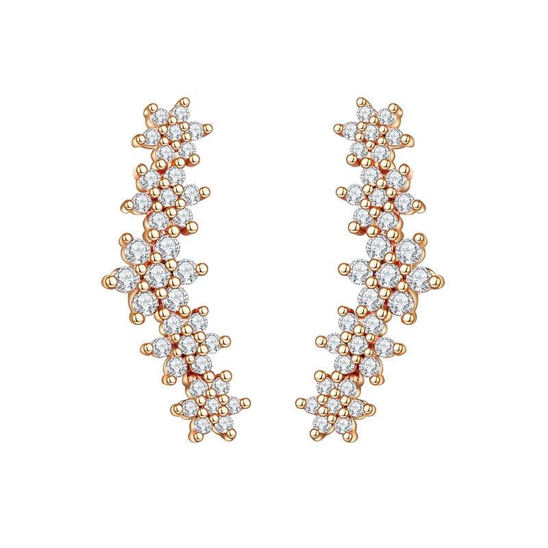 Korean Fashion Cubic Zirconia Yellow Silver Plated Stud Earring For Women Engagement Wedding Trendy Jewelry Gift Girls