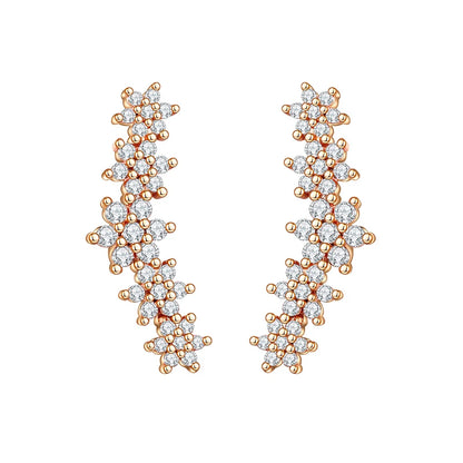 Korean Fashion Cubic Zirconia Yellow Silver Plated Stud Earring For Women Engagement Wedding Trendy Jewelry Gift Girls