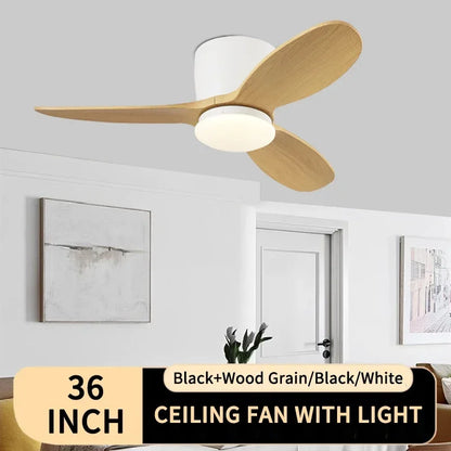 36 Inch Modern Low Floor Ceiling Fan Light with Remote Control, Living Room, Bedroom, Dining Room, Ceiling Fan Pendant Light