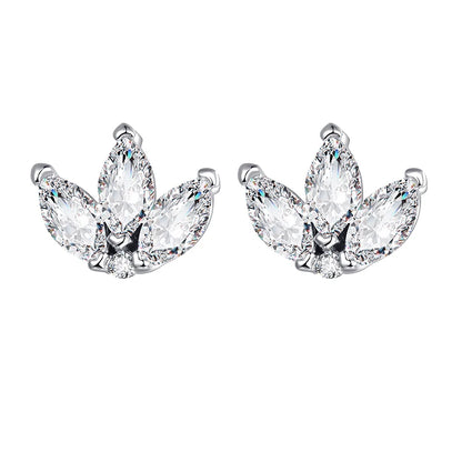 Korean Fashion Cubic Zirconia Yellow Silver Plated Stud Earring For Women Engagement Wedding Trendy Jewelry Gift Girls