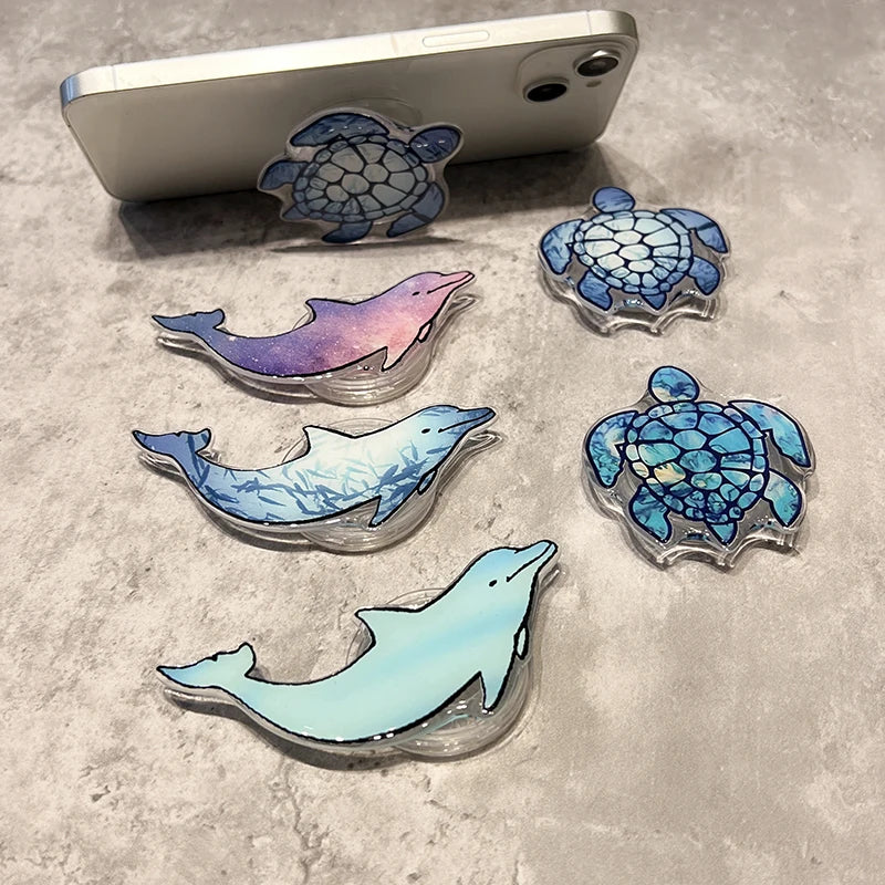 Korean Cute Turtle Dolphin Phone Holder Griptok Finger Ring Support For iPhone Samsung Cases Grip Tok Socket Bracket Girl Gift